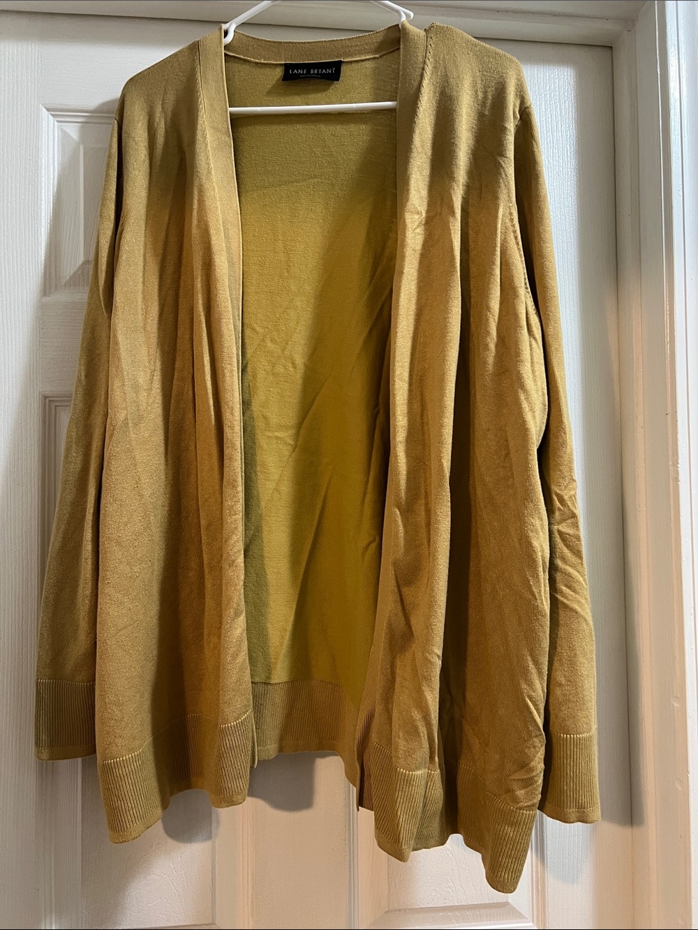 Lane Bryant Mustard Open Front Draped Cardigan